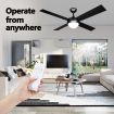 52 Inch Ceiling Fan Electric Modern Cooling with LED Lights Remote Control 4 Blades 3 Speed Timer Black