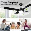 52 Inch Ceiling Fan Electric Modern Cooling with LED Lights Remote Control 4 Blades 3 Speed Timer Black