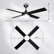 52 Inch Ceiling Fan Electric Modern Cooling with LED Lights Remote Control 4 Blades 3 Speed Timer Black