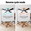 52 Inch Ceiling Fan Electric Modern Cooling with LED Lights Remote Control 4 Blades 3 Speed Timer Black