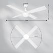 52 Inch Modern Ceiling Fan with LED Light Remote Control 4 Blades 3 Speed Timer White