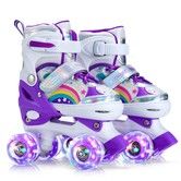 Adjustable Kids Roller Skates with 4 Light Up Wheels for Size 26 to 33 Purple Skating Shoes for Fun and Active Play