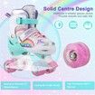 SizeM Kids Teens Roller Skates Adjustable 4 Sizes 4 Light Up Wheels For Size33-37 Col.Pink