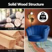 Scalloped Velvet Arm Chair Armchair Lounge Chair Dining Chair Accent Chair with Metal Legs Navy Blue