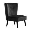 Velvet Accent Chair Armless Dining Chair Lounge Chair Upholstered Leisure Chair Black