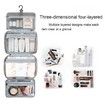 Toiletry Bag Travel Bag Organizer,4 Sections Water-resistant Cosmetic Bag Makeup Bag with Hanging Hook Grey