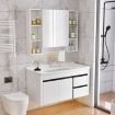 Bathroom Mirrored Cabinet Wall Storage Medicine Shaving Organiser with Door Shelves White 90x12x65cm