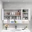 Bathroom Mirror Cabinet LED Lighted Wall Storage Medicine Shaving Organiser Shelves 3 Doors 16 Colours White
