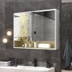 Bathroom Mirror Cabinet LED Lighted Wall Storage Medicine Shaving Organiser Shelves 3 Doors 16 Colours White