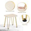 Vanity Table and Stool Set Makeup Dressing Table with Cushioned Chair Round Mirror 2 Large Drawers, White