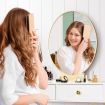 Vanity Table and Stool Set Makeup Dressing Table with Cushioned Chair Round Mirror 2 Large Drawers, White