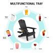 Neader Adirondack Chair Reclining Foldable Occasional Outdoor Lounging Furniture Black
