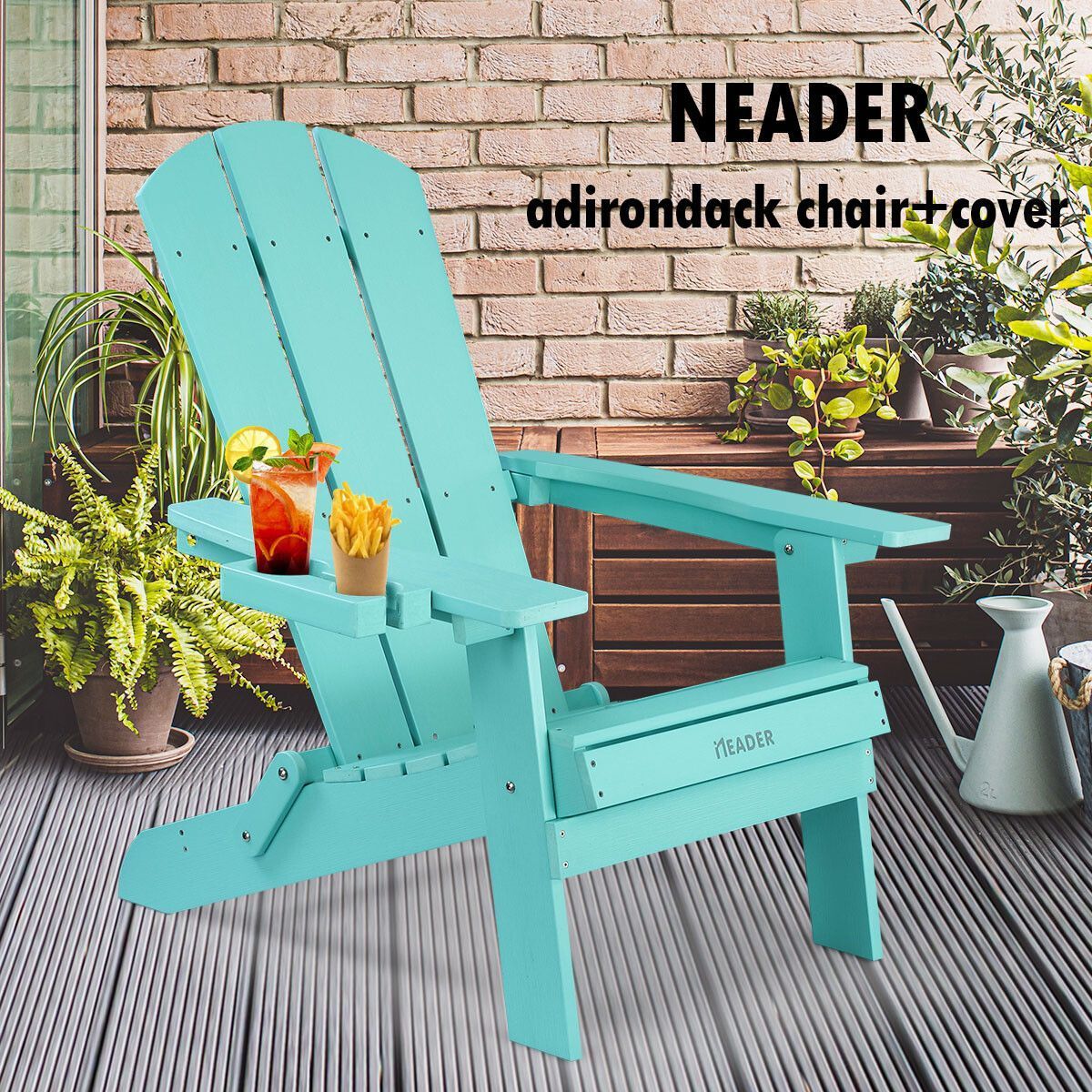Neader Reclining Chair Adirondack Occasional Foldable Outdoor Lounging Furniture Green