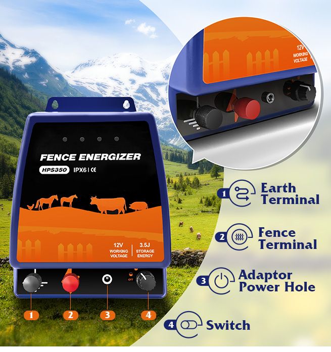 Petscene 30KM Electric Fence Energiser Charger Mains Fencing Energizer IPX6 3.5J