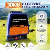 Petscene 30KM Electric Fence Energiser Charger Mains Fencing Energizer IPX6 3.5J