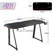 Large Gaming Desk Computer Home Office Writing Racer Table with RGB LED Lights Carbon fibre Tabletop 140cm