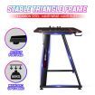 Large Gaming Desk Computer Home Office Writing Racer Table with RGB LED Lights Carbon fibre Tabletop 140cm