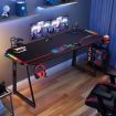 Large Gaming Desk Computer Home Office Writing Racer Table with RGB LED Lights Carbon fibre Tabletop 140cm