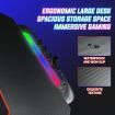 Large Gaming Desk Computer Home Office Writing Racer Table with RGB LED Lights Carbon fibre Tabletop 140cm