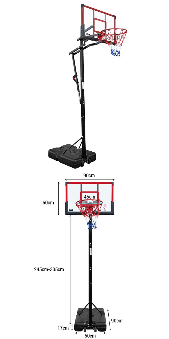 Basketball Hoop Stand System Ring Portable Height Adjustable Fitness