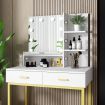 Maxkon Dressing Table Vanity Makeup Desk 10 LED Lighted Mirror with Stool 2 Drawers Shelves White