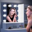 Maxkon Dressing Table Vanity Makeup Desk 10 LED Lighted Mirror with Stool 2 Drawers Shelves White