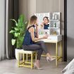Maxkon Dressing Table Vanity Makeup Desk 10 LED Lighted Mirror with Stool 2 Drawers Shelves White