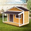 Petscene Dog Kennel XXL Wooden Pet House with Door Porch Raised Floor Plastic Curtains