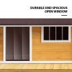 Petscene Dog Kennel XXL Wooden Pet House with Door Porch Raised Floor Plastic Curtains