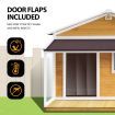 Petscene Dog Kennel XXL Wooden Pet House with Door Porch Raised Floor Plastic Curtains