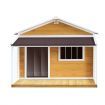 Petscene Dog Kennel XXL Wooden Pet House with Door Porch Raised Floor Plastic Curtains