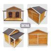Petscene Dog Kennel XXL Wooden Pet House with 2 Doors 2 Living Rooms Porch Curtains Raised Floor