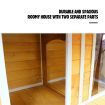 Petscene Dog Kennel XXL Wooden Pet House with 2 Doors 2 Living Rooms Porch Curtains Raised Floor