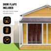 Petscene Dog Kennel XXL Wooden Pet House with 2 Doors 2 Living Rooms Porch Curtains Raised Floor