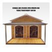 Petscene Dog Kennel XXL Wooden Pet House with 2 Doors 2 Living Rooms Porch Curtains Raised Floor