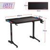 100CM Gaming Desk Computer Home Office Writing Racer Table with RGB LED Carbon fibre Tabletop Black