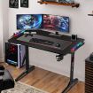 100CM Gaming Desk Computer Home Office Writing Racer Table with RGB LED Carbon fibre Tabletop Black