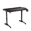 100CM Gaming Desk Computer Home Office Writing Racer Table with RGB LED Carbon fibre Tabletop Black