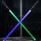 Metal fight handle 8-color metal laser sword two-in-one kids rechargeable lightsaber vocal and bright sword toy Black (2Pack Mode)