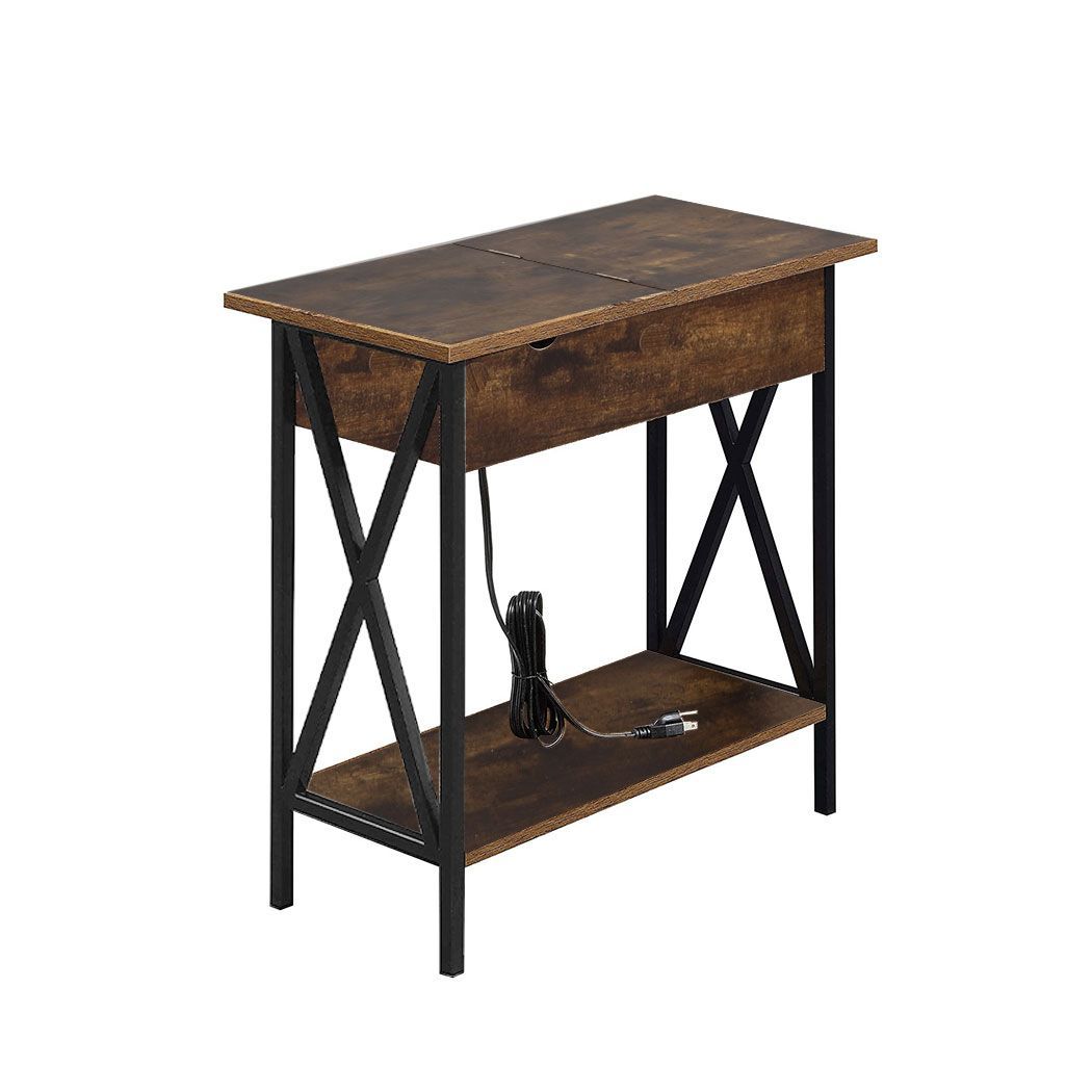 Levede Side End Table Bedside Tables Wood Nightstand Storage Cabinet USB Charge
