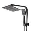 Rain Shower Head Set Black Square Brass Taps Mixer Handheld High Pressure 10"