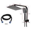Rain Shower Head Set Black Square Brass Taps Mixer Handheld High Pressure 10"
