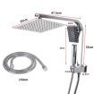 Rain Shower Head Set Silver Square Brass Taps Mixer Handheld High Pressure 10"