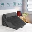 Bed Wedge Pillow Set Triangle Cushion Memory Foam Head and Back Support Adjustable Gray