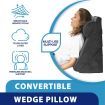 Bed Wedge Pillow Set Triangle Cushion Memory Foam Head and Back Support Adjustable Gray