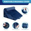 Wedge Pillow Set Triangle Memory Foam Bed Cushion Back and Head Support Adjustable Navy Blue