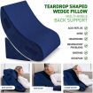 4 Pcs Wedge Pillow Set Bed Cushion Memory Foam Head and Back Support Adjustable Navy Blue