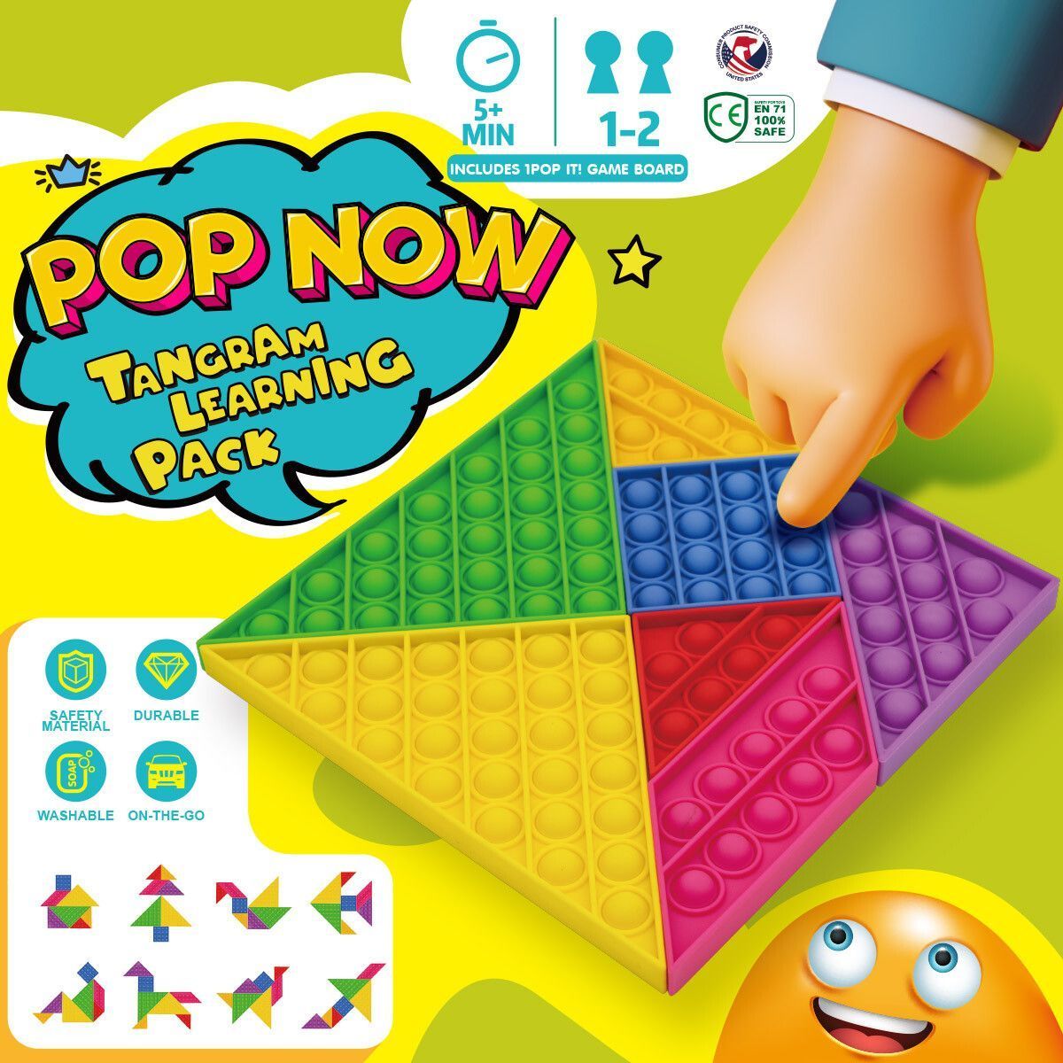Push Pop Bubble Fidget Toy Tangram Sensory Toy Anxiety Stress Relief Adults Kids Classroom