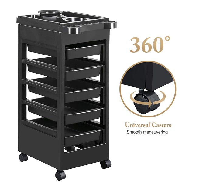 Hairdressing Trolley Storage Rolling Tool Cart Salon Furniture on Wheels 6 Tiers 5 Tray