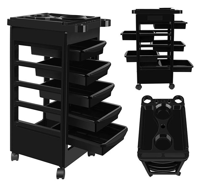 Hairdressing Trolley Storage Rolling Tool Cart Salon Furniture on Wheels 6 Tiers 5 Tray
